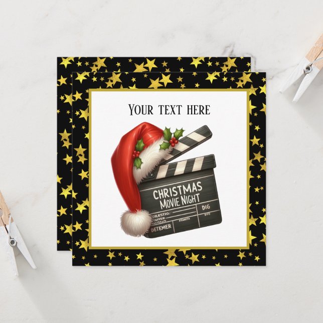 Invitation Festive Christmas Movie soirée (Devant/Arrière en situation)