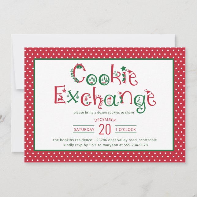 Invitation Festive Cookie Exchange (Devant)
