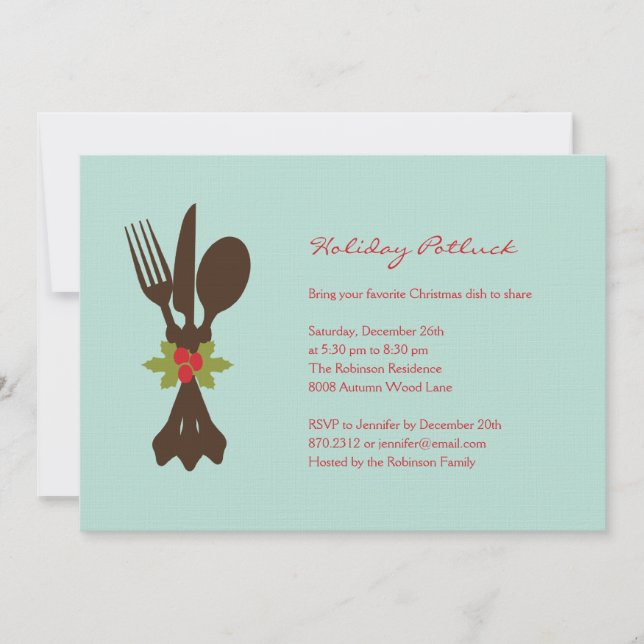 Invitation Festive Cutlery Holiday Party (Devant)
