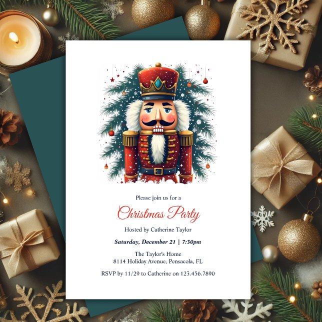 Invitation Festive Fête Élégante Noisette fête de Noël (Festive Holiday Elegant Nutcracker Christmas Party Invitation)