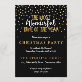 Invitation Festive Gold Confetti Dots Noël