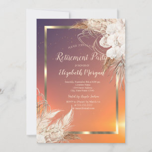 Invitation Festive Gold Frame Boho Flowers Retraite