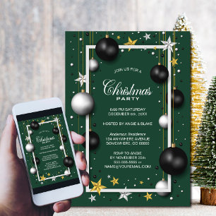 Invitation Festive Green Christmas Party