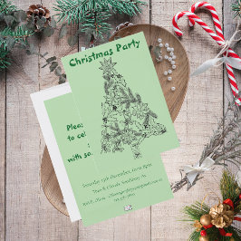 Invitation Festive Green Tree Christmas Party