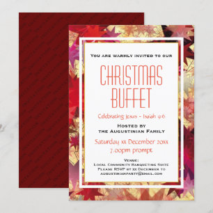 Invitation Festive Holiday Red Stars Personnalisable