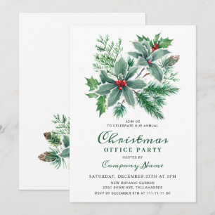Invitation Festive Holly Noël corporatif Fête de Fêtes