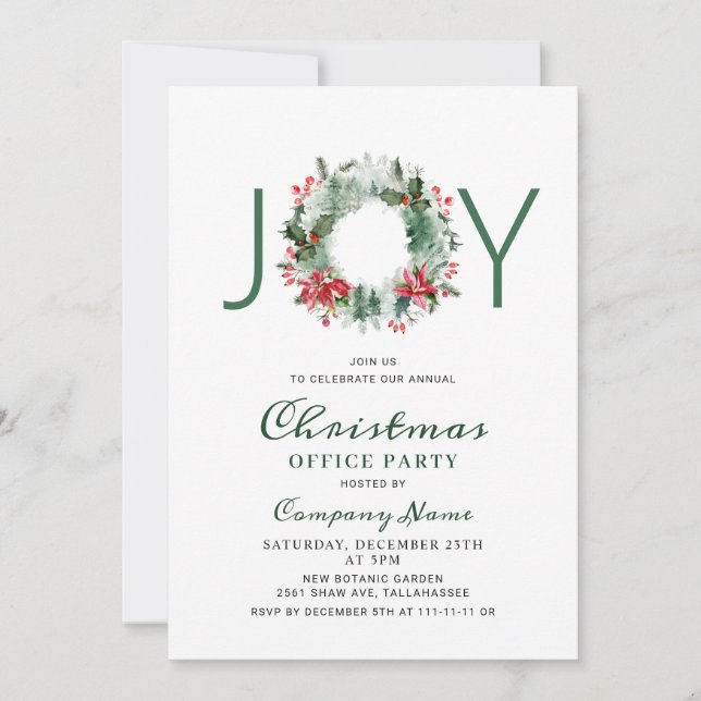 Invitation Festive Holly Noël corporatif Fête de Fêtes (Devant)