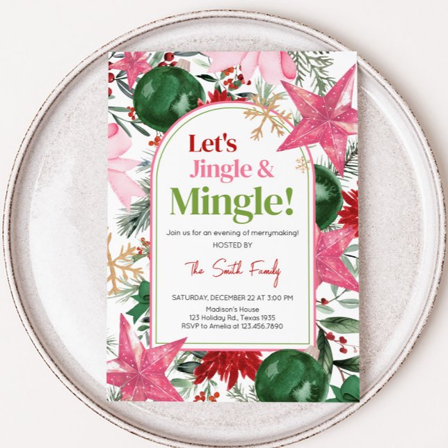 Invitation Festive Jingle et fête de Noël Mingle (Merrymaking Jingle and Mingle Christmas Party Invitation)