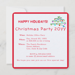 Invitation Festive moderne élégante Fête de Noël rouge