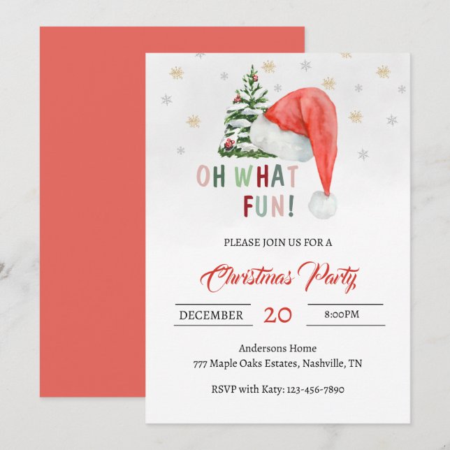 Invitation Festive moderne Santa Hat fête de Noël (Devant / Derrière)