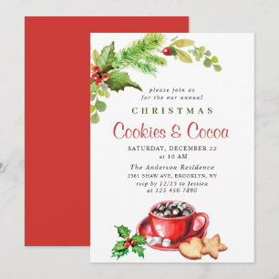 Invitation Festive Noël Cookies et fête du cacao
