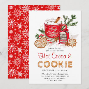 Invitation Festive Noël Cookies et fête du cacao