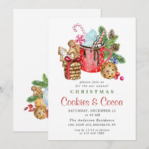 Invitation Festive Noël Cookies et fête du cacao