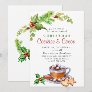 Invitation Festive Noël Cookies et fête du cacao