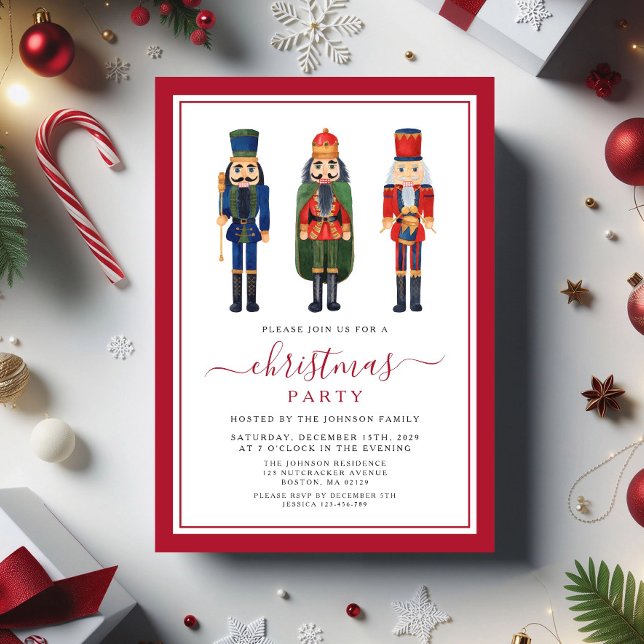 Invitation Festive Nutcracker fête de Noël (Festive Nutcracker Christmas Party Invitation)