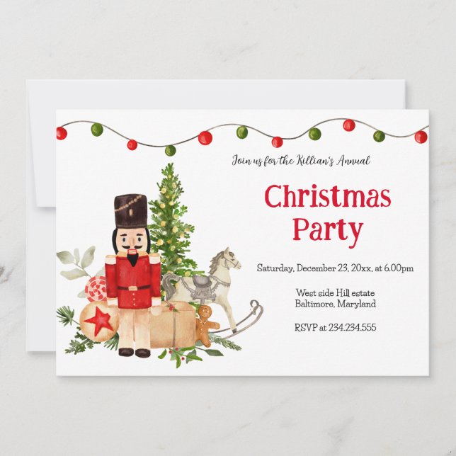 Invitation Festive Nutcracker Holiday Christmas Party (Devant)