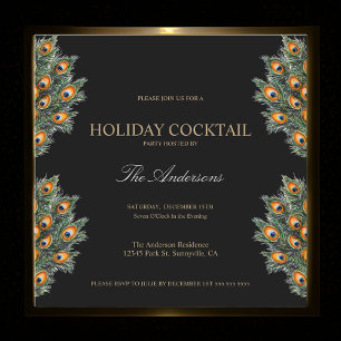 Invitation Festive Peacock Holiday Cocktail de Noël
