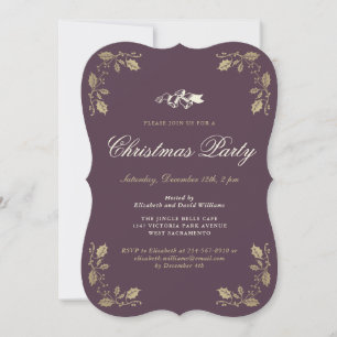 Invitation Festive Purple Gold Fête de Noël