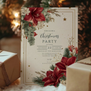 Invitation Festive Red Berries Joyeux Noël