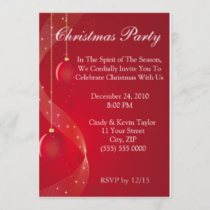 Invitation Festive Red Christmas Party