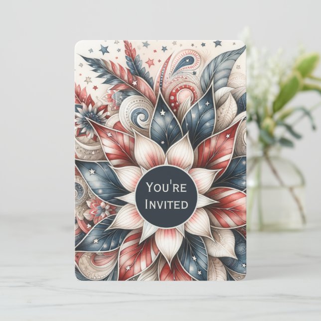 Invitation Festive Red White et Blue Party (Debout devant)
