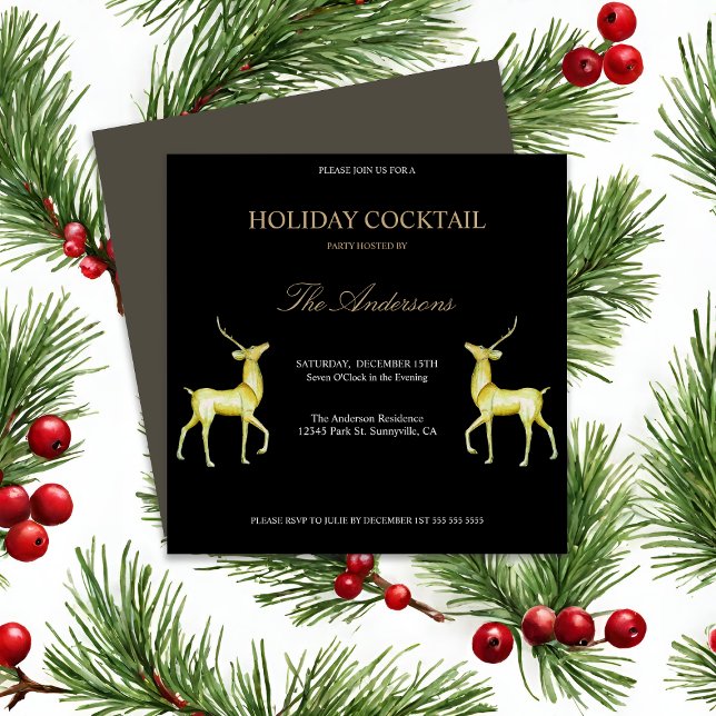 Invitation Festive Reindeer Holiday Cocktail de Noël (Créateur téléchargé)