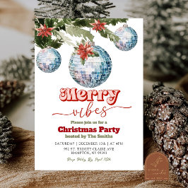 Invitation Festive Retro Noël Discoball Party