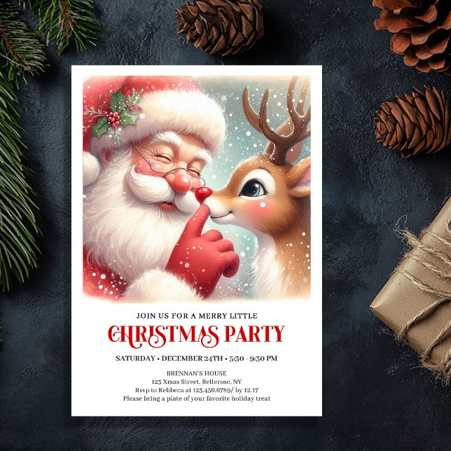 Invitation Festive Santa and Rudolph Holiday Party Invite (Festive Santa and Rudolph Holiday Party Invite)