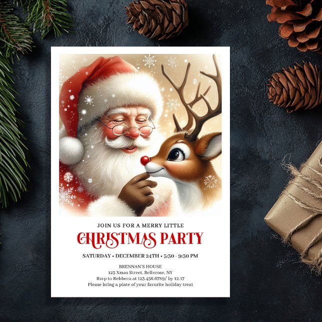 Invitation Festive Santa Claus Rudolph Holiday Family Party  (Festive Santa Claus Rudolph Holiday Family Party Invitation

)