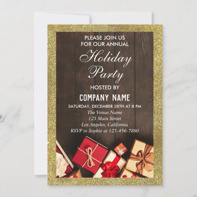 Invitation Festive Société Fêtes Cadeaux de fête Gold Parties (Devant)