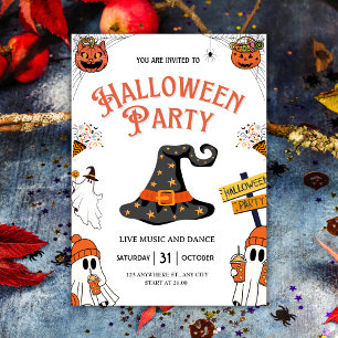 Invitation Festive sorcière Casquette & Fantômes Halloween Pa