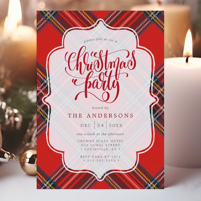 Invitation Festive Tartan Plaid Red Christmas Party (Créateur téléchargé)
