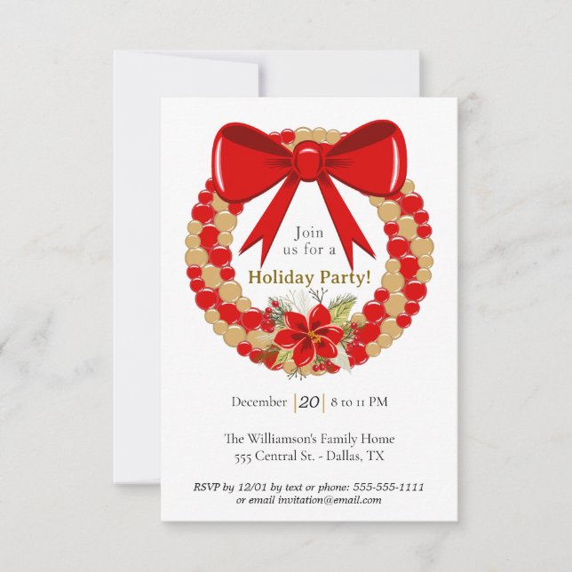 Invitation Festive Wreath Holiday (Devant)