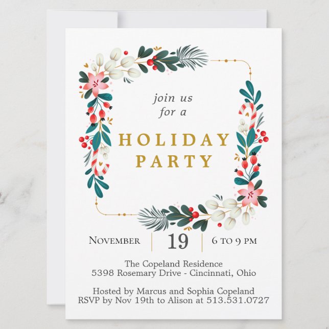 Invitation Festive Wreath Holiday (Devant)