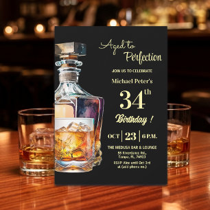 Invitation Fêté à la perfection Hommes 34ème anniversaire Whi