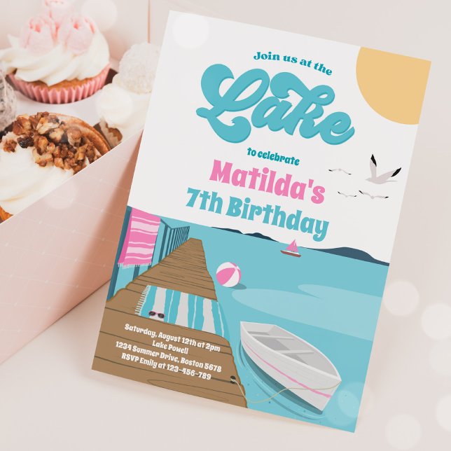 Invitation Fête À L'Anniversaire Du Bateau D'Eté Du Lac (Créateur téléchargé)