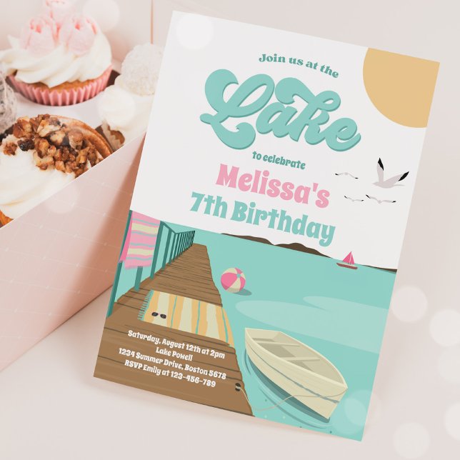 Invitation Fête À L'Anniversaire Du Bateau D'Eté Du Lac (Créateur téléchargé)