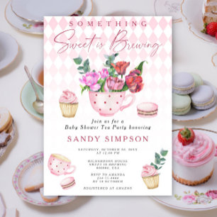 Invitation Fête à thé pour bébé: quelque chose de doux se pré