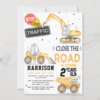 Invitation Fête à thème de construction de camion de vidange