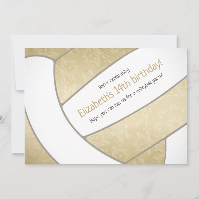 Invitation Fête à thème de volley-ball féminin d'or (Devant)
