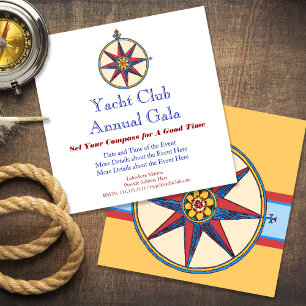 Invitation Fête à thème nautique - Yacht, Club de voile, Mari