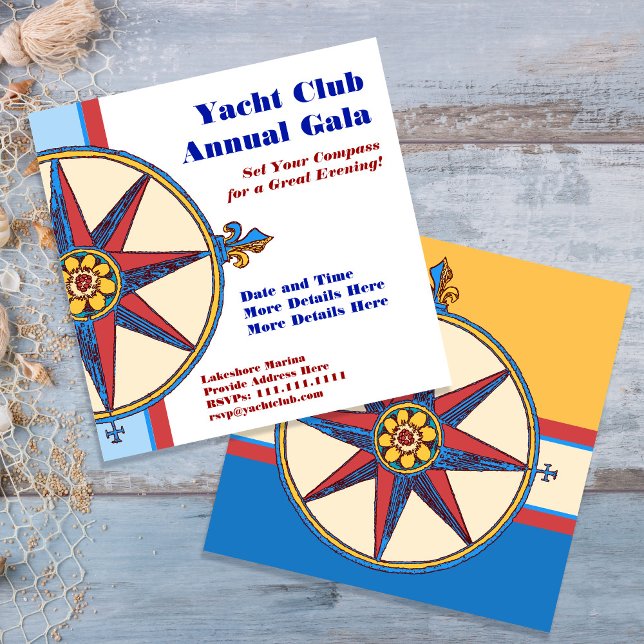 Invitation Fête à thème nautique - Yacht, Club de voile, Mari (Créateur téléchargé)