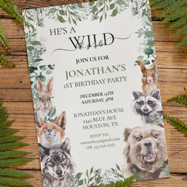 Invitation Fête animalière d'un anniversaire de forêt (Créateur téléchargé)