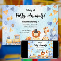 Fête Animaux en train Kid Jungle Fête d'anniversai