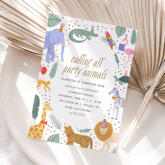 Invitation Fête Animaux Safari fête d'anniversaire (Créateur téléchargé)