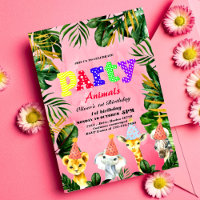 Fête Animaux Wild Safari Rose Fille Anniversaire