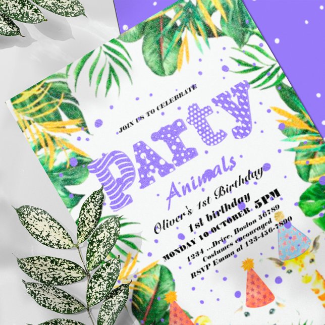 Invitation Fête Animaux Wild Safari Rose Fille Anniversaire (Créateur téléchargé)