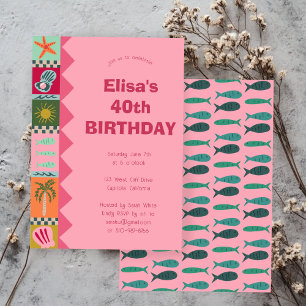 Invitation Fête Anniversaire BORD DE MER Soirée Moderne Migno
