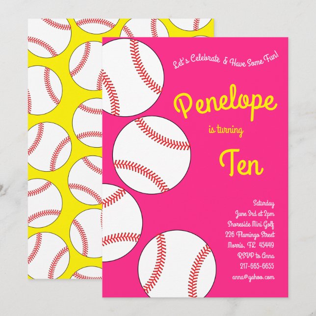 Invitation Fête Anniversaire de enfant De Baseball Sports Fil (Devant / Derrière)
