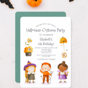 Invitation Fête Anniversaire de enfant du costume d'Halloween